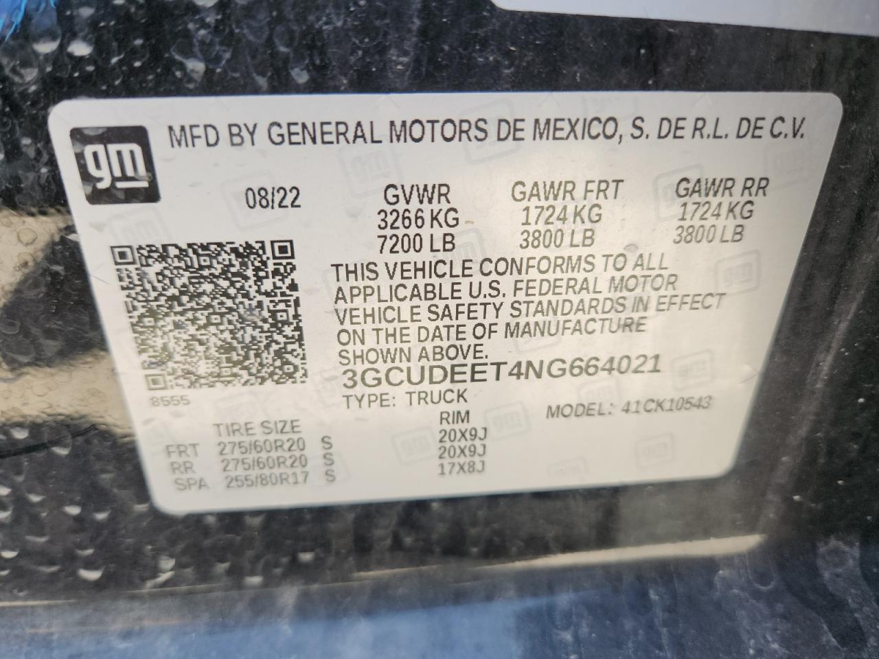 2022 Chevrolet Silverado K1500 Rst VIN: 3GCUDEET4NG664021 Lot: 63237365