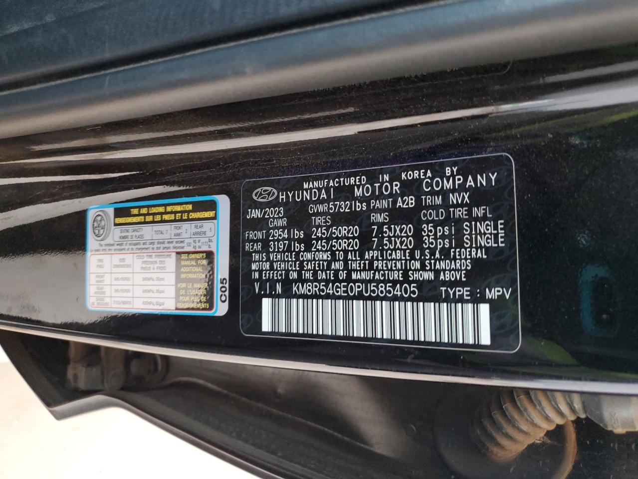 2023 Hyundai Palisade Limited VIN: KM8R54GE0PU585405 Lot: 64648155
