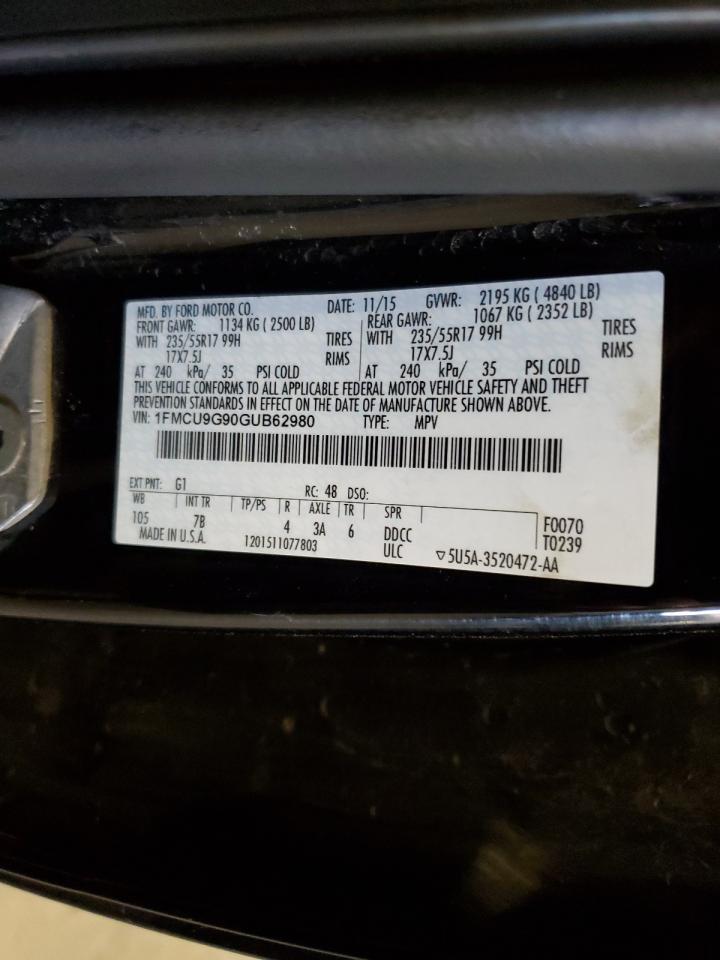 2016 Ford Escape Se VIN: 1FMCU9G90GUB62980 Lot: 63052555