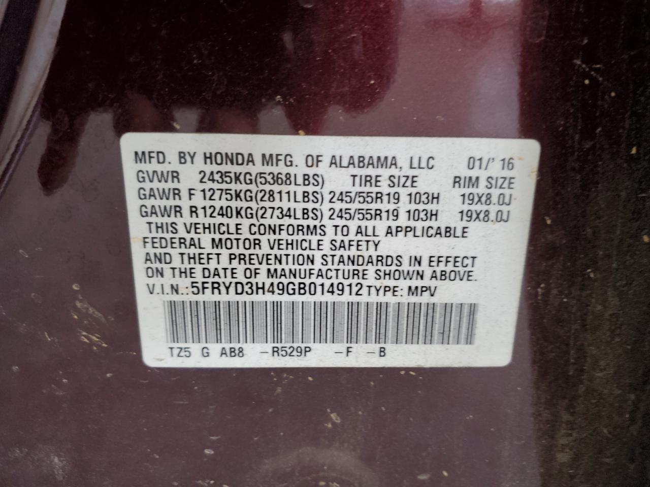 5fryd3h49gb014912 5FRYD3H49GB014912 2016 Acura Mdx Technology