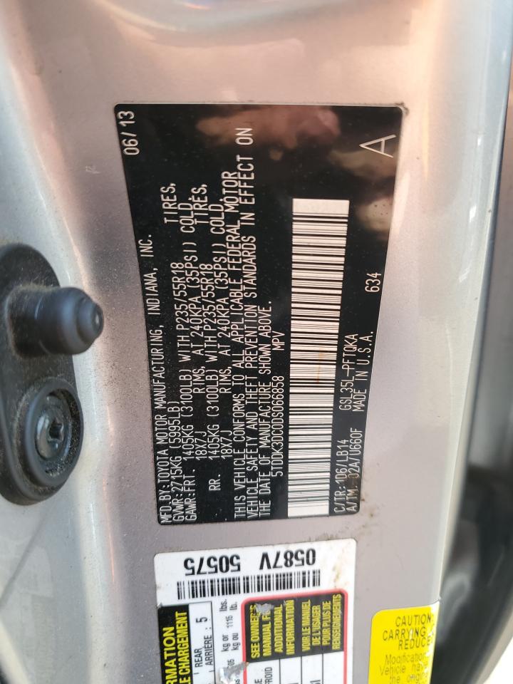 5tddk3dc0ds066858 5TDDK3DC0DS066858 2013 Toyota Sienna Xle
