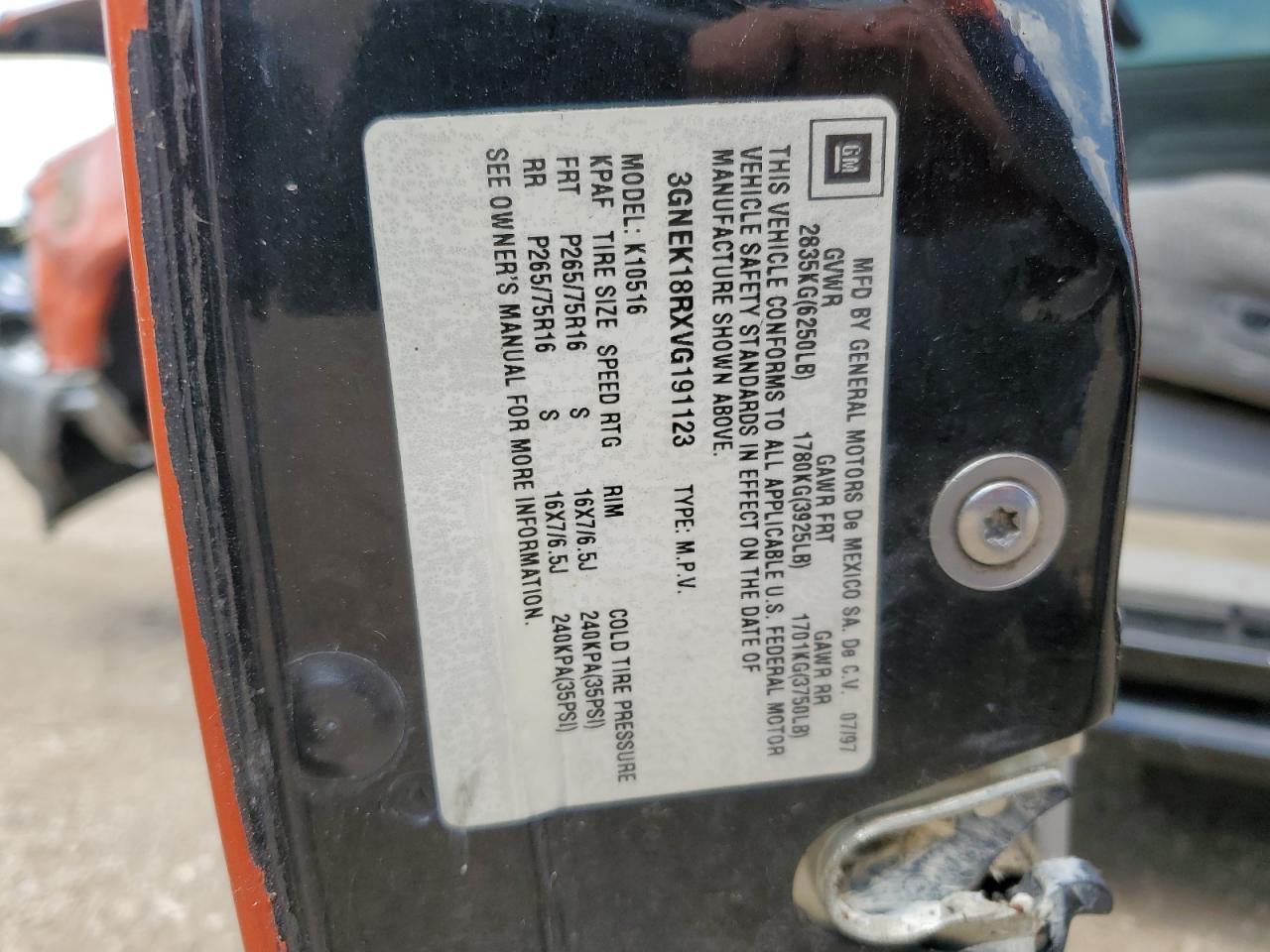 3GNEK18RXVG191123 1997 Chevrolet Tahoe K1500