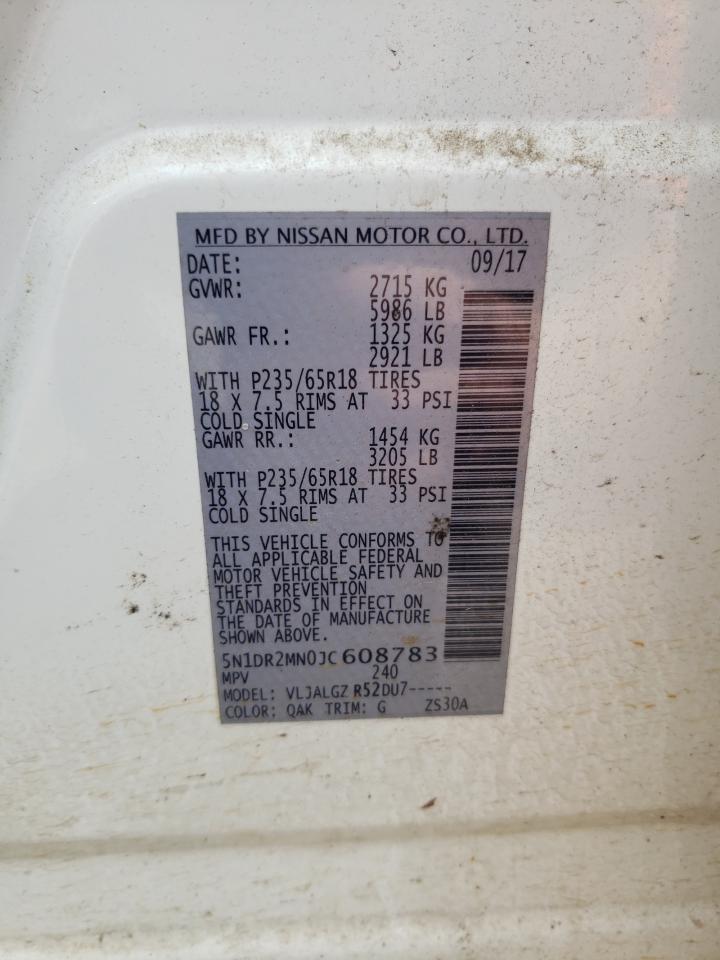 2018 Nissan Pathfinder S VIN: 5N1DR2MN0JC608783 Lot: 63435915