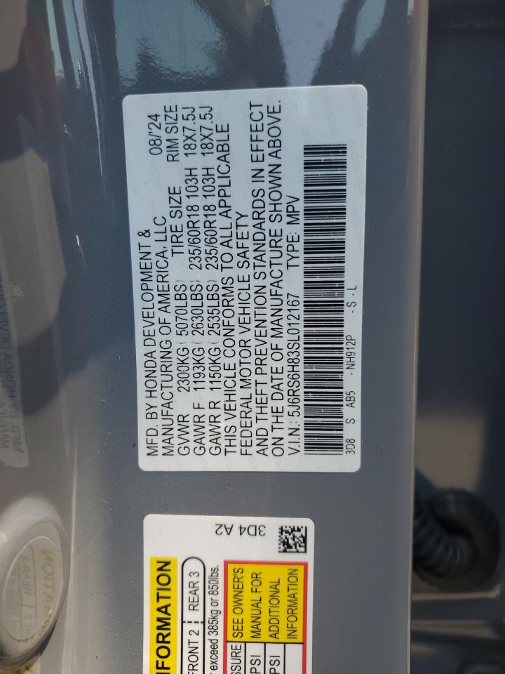 2025 Honda Cr-V Sport-L VIN: 5J6RS6H83SL012167 Lot: 66740245