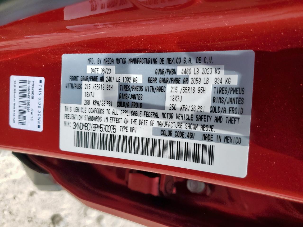 2023 Mazda Cx-30 Premium VIN: 3MVDMBDY8PM570075 Lot: 63523185