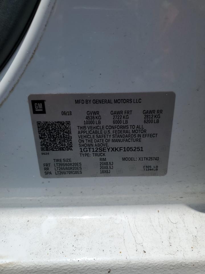 2019 GMC Sierra K2500 Denali VIN: 1GT12SEYXKF105251 Lot: 63069015