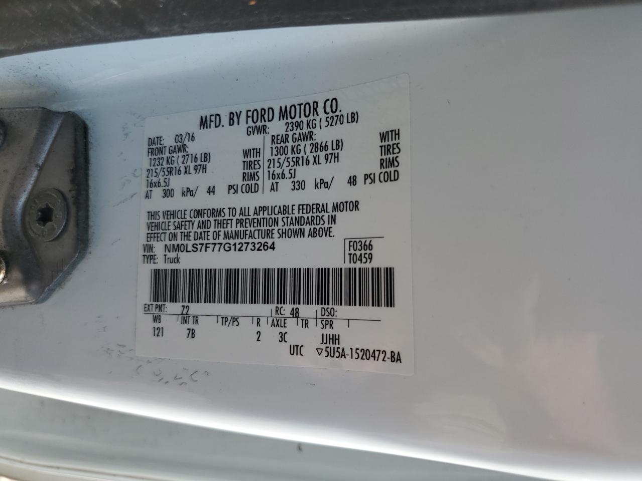 2016 Ford Transit Connect Xlt VIN: NM0LS7F77G1273264 Lot: 63239195