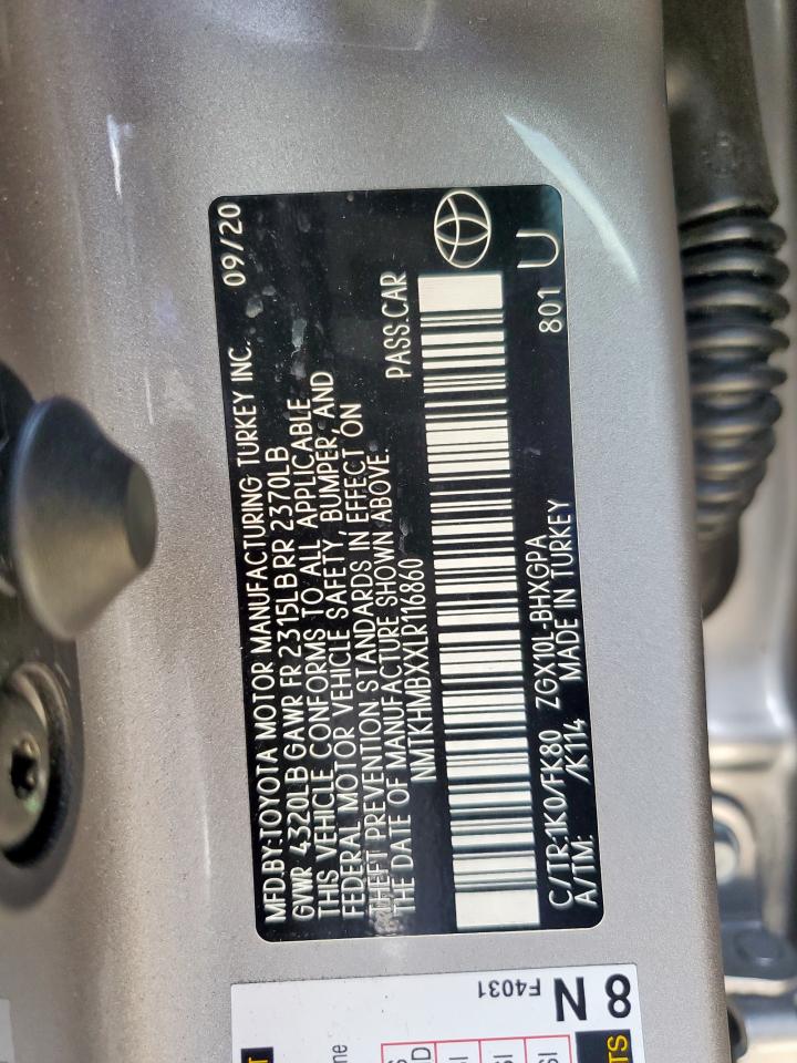 2020 Toyota C-Hr Xle VIN: NMTKHMBXXLR116860 Lot: 63656555