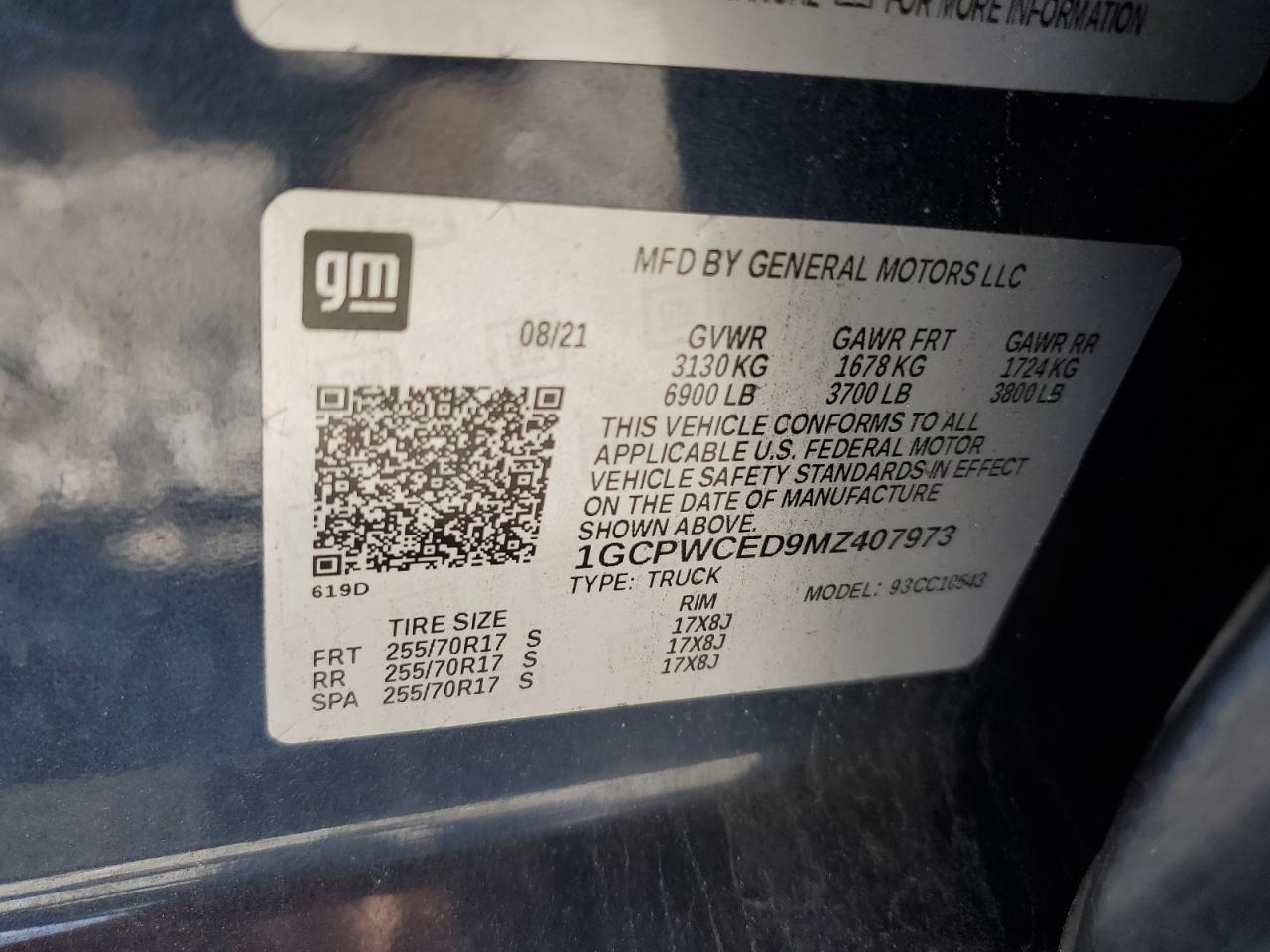 2021 Chevrolet Silverado C1500 Lt VIN: 1GCPWCED9MZ407973 Lot: 63231225