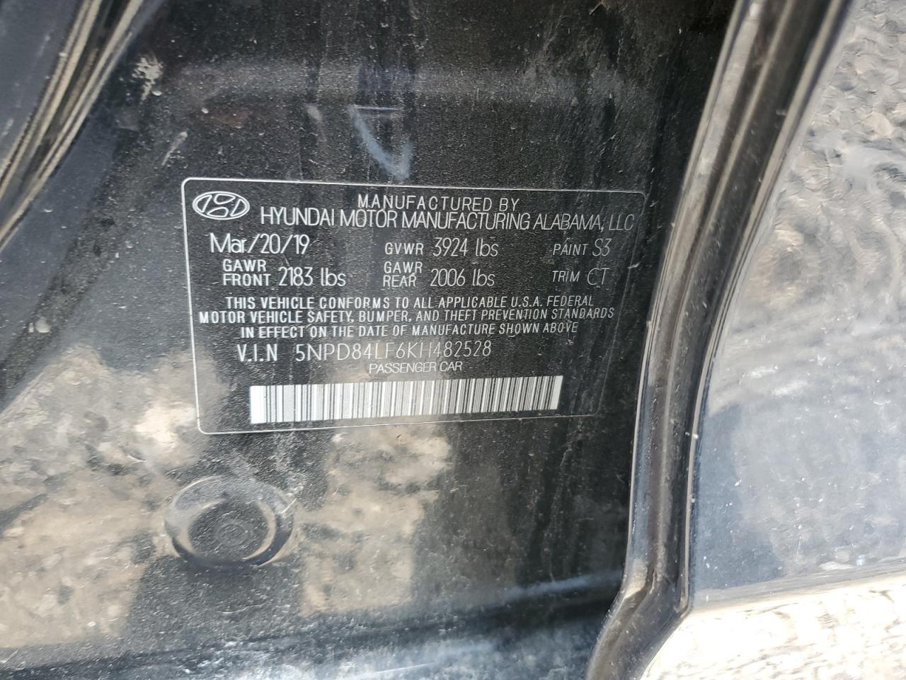 2019 Hyundai Elantra Sel VIN: 5NPD84LF6KH482528 Lot: 66141545