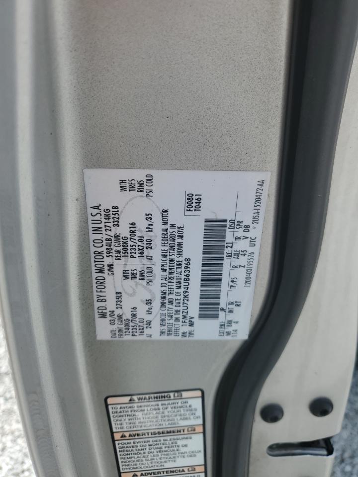 2004 Ford Explorer Xls VIN: 1FMZU72K94UB63968 Lot: 64535495