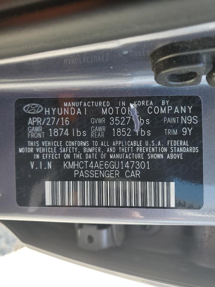 2016 Hyundai Accent Se VIN: KMHCT4AE6GU147301 Lot: 66528755