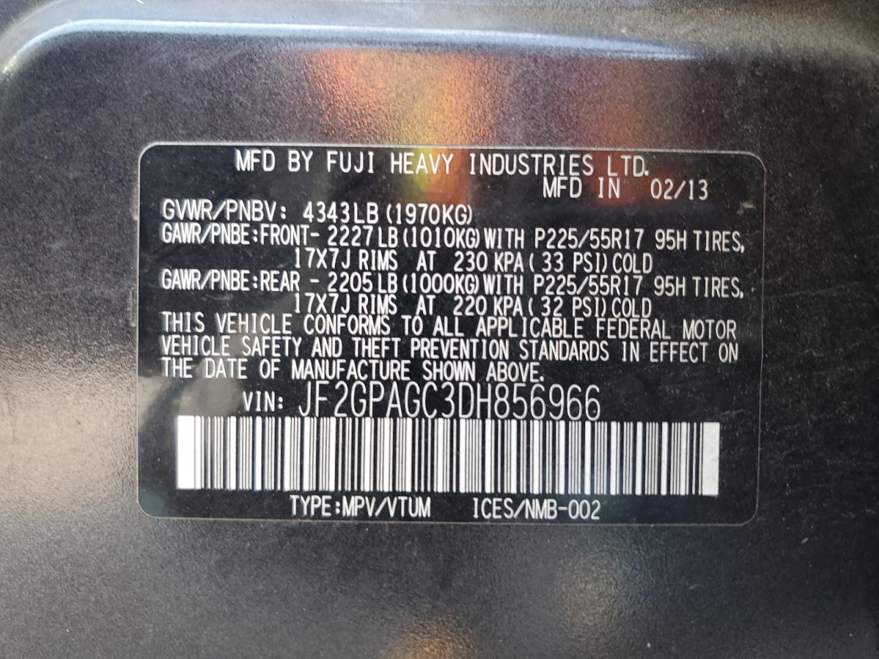 2013 Subaru Xv Crosstrek 2.0 Limited VIN: JF2GPAGC3DH856966 Lot: 64997535