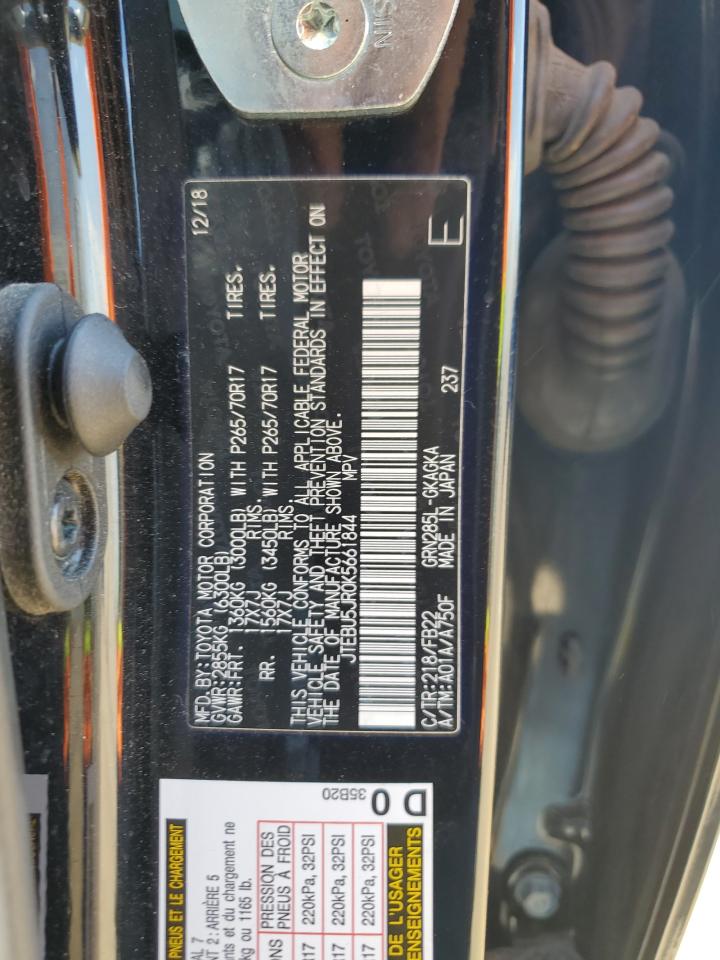 2019 Toyota 4Runner Sr5/Sr5 Premium VIN: JTEBU5JR0K5661844 Lot: 63851005