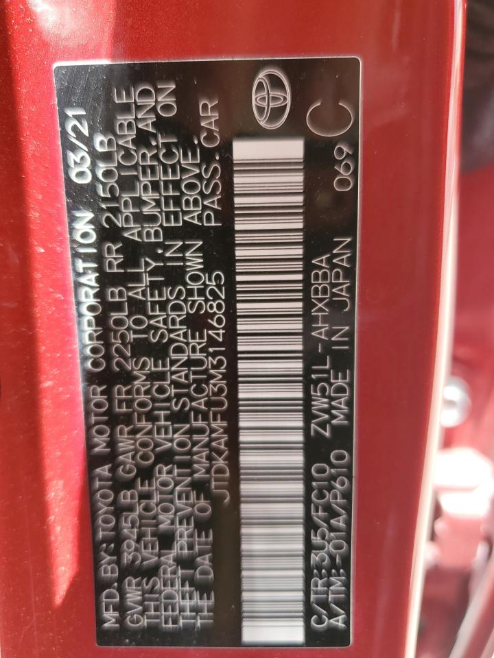 2021 Toyota Prius Special Edition VIN: JTDKAMFU3M3146825 Lot: 66119045