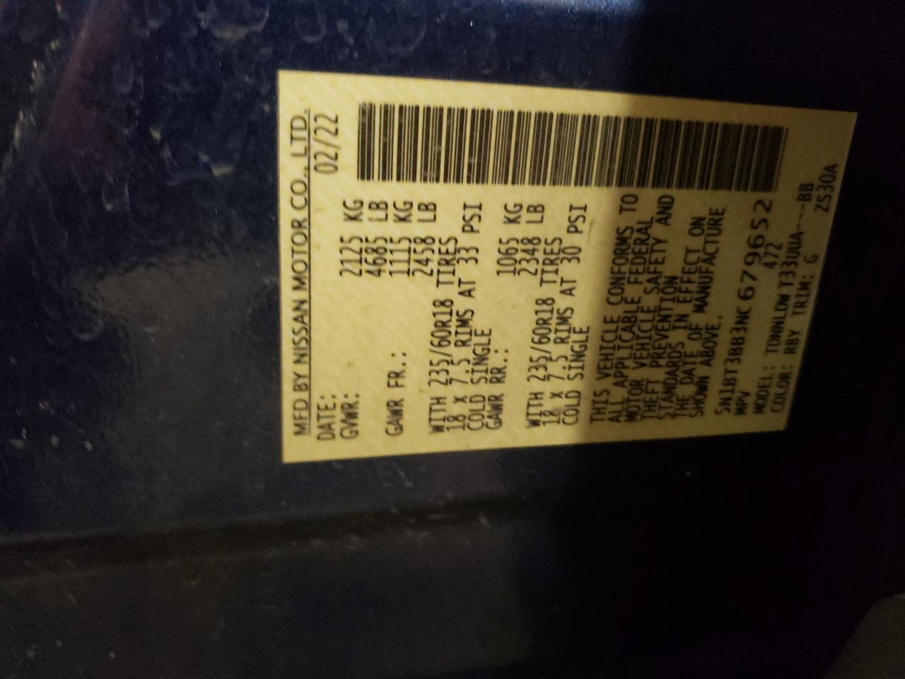2022 Nissan Rogue Sv VIN: 5N1BT3BB3NC679652 Lot: 64291695
