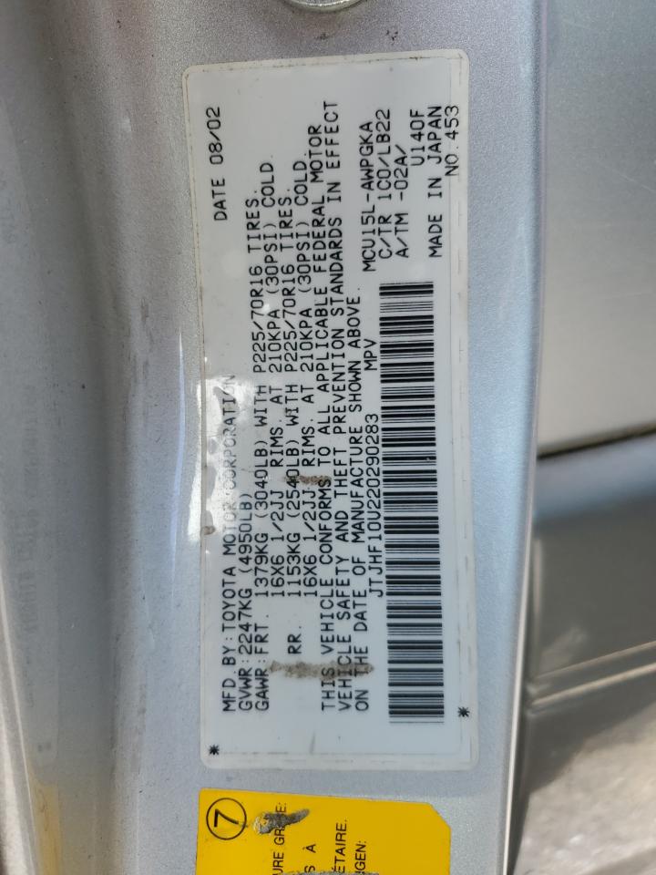 2002 Lexus Rx 300 VIN: JTJHF10U220290283 Lot: 65029315