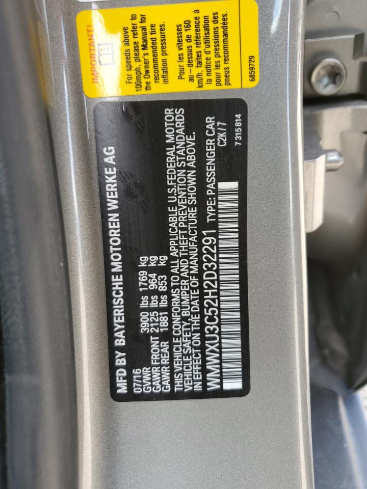 2017 Mini Cooper S VIN: WMWXU3C52H2D32291 Lot: 64665315