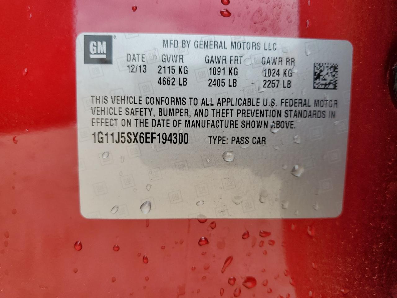 1g11j5sx6ef194300 1G11J5SX6EF194300 2014 Chevrolet Malibu Ltz