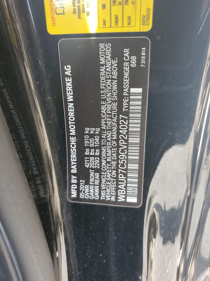 2012 BMW 128 I VIN: WBAUP7C59CVP24027 Lot: 65168945