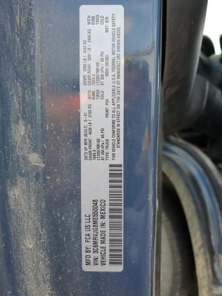 2021 Ram Promaster 3500 3500 High VIN: 3C6MRVJG8ME550048 Lot: 62468015