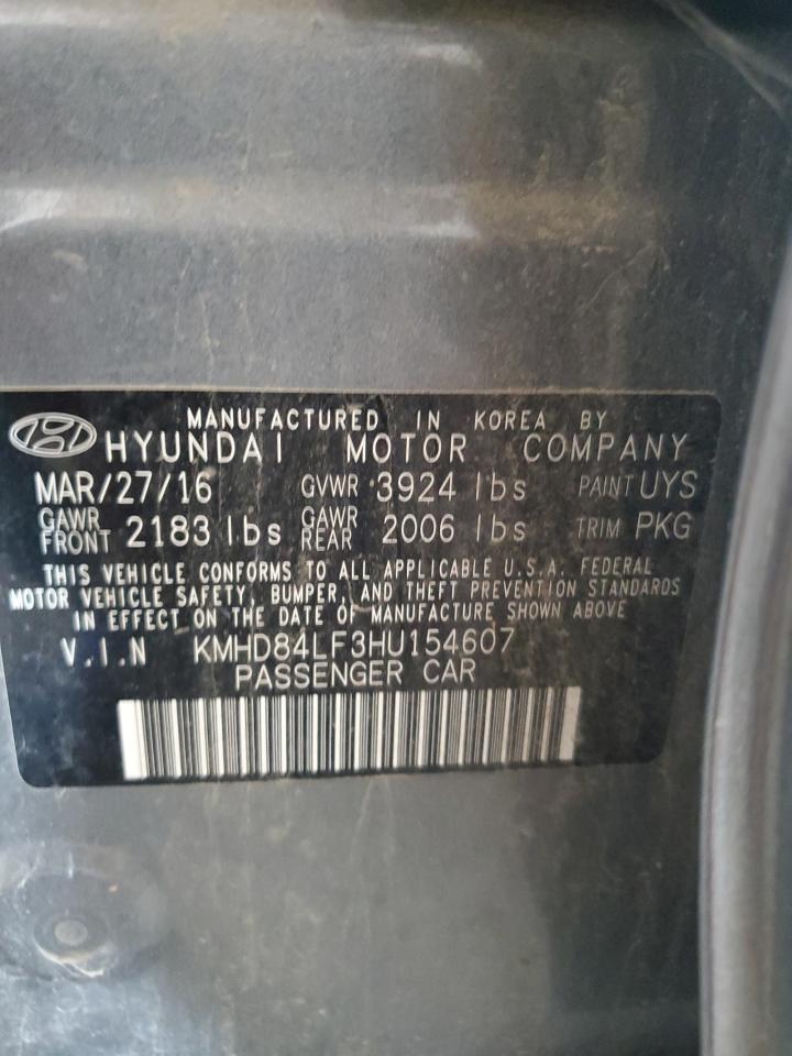 2017 Hyundai Elantra Se VIN: KMHD84LF3HU154607 Lot: 65236015