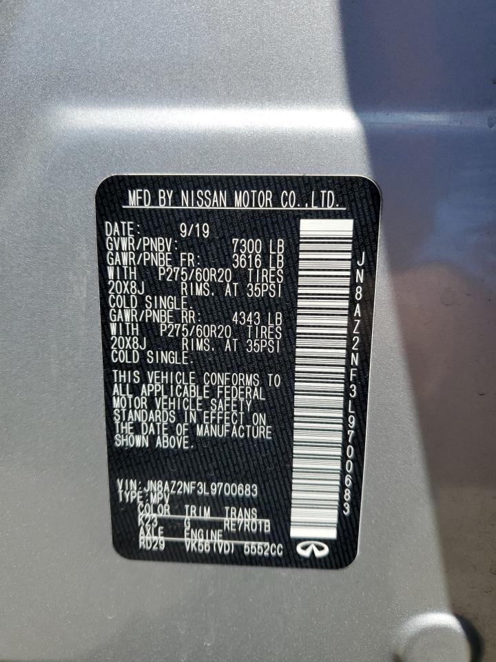 2020 Infiniti Qx80 Luxe VIN: JN8AZ2NF3L9700683 Lot: 64938175