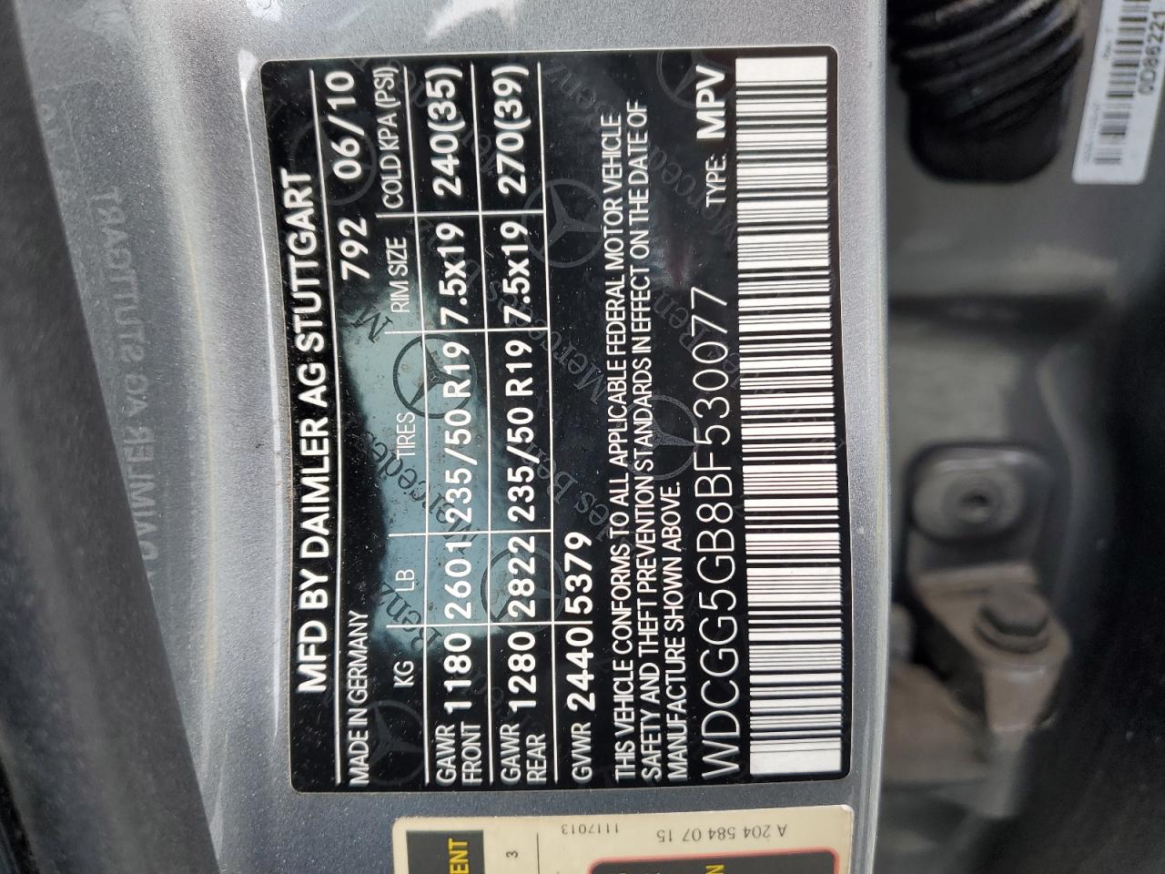 2011 Mercedes-Benz Glk 350 VIN: WDCGG5GB8BF530077 Lot: 63995905
