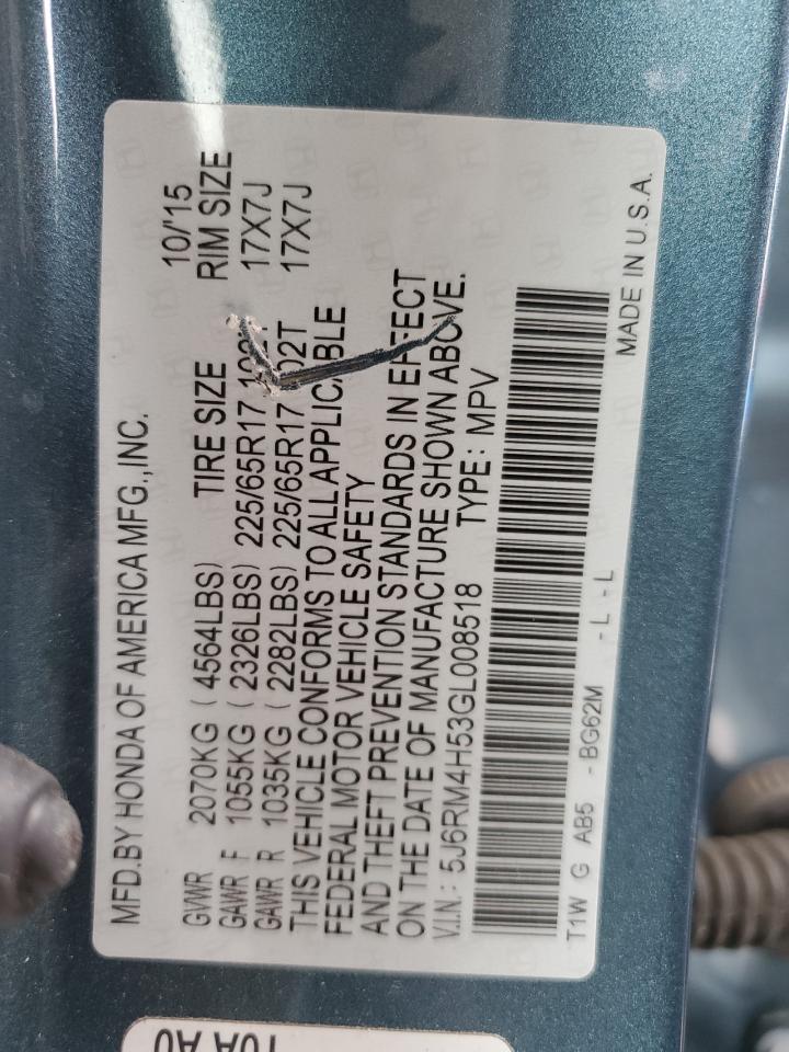 5J6RM4H53GL008518 2016 Honda Cr-V Ex