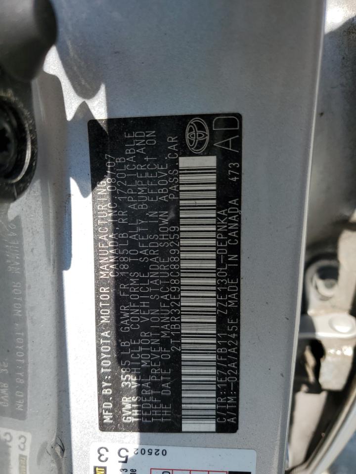 2t1br32e98c889259 2T1BR32E98C889259 2008 Toyota Corolla Ce