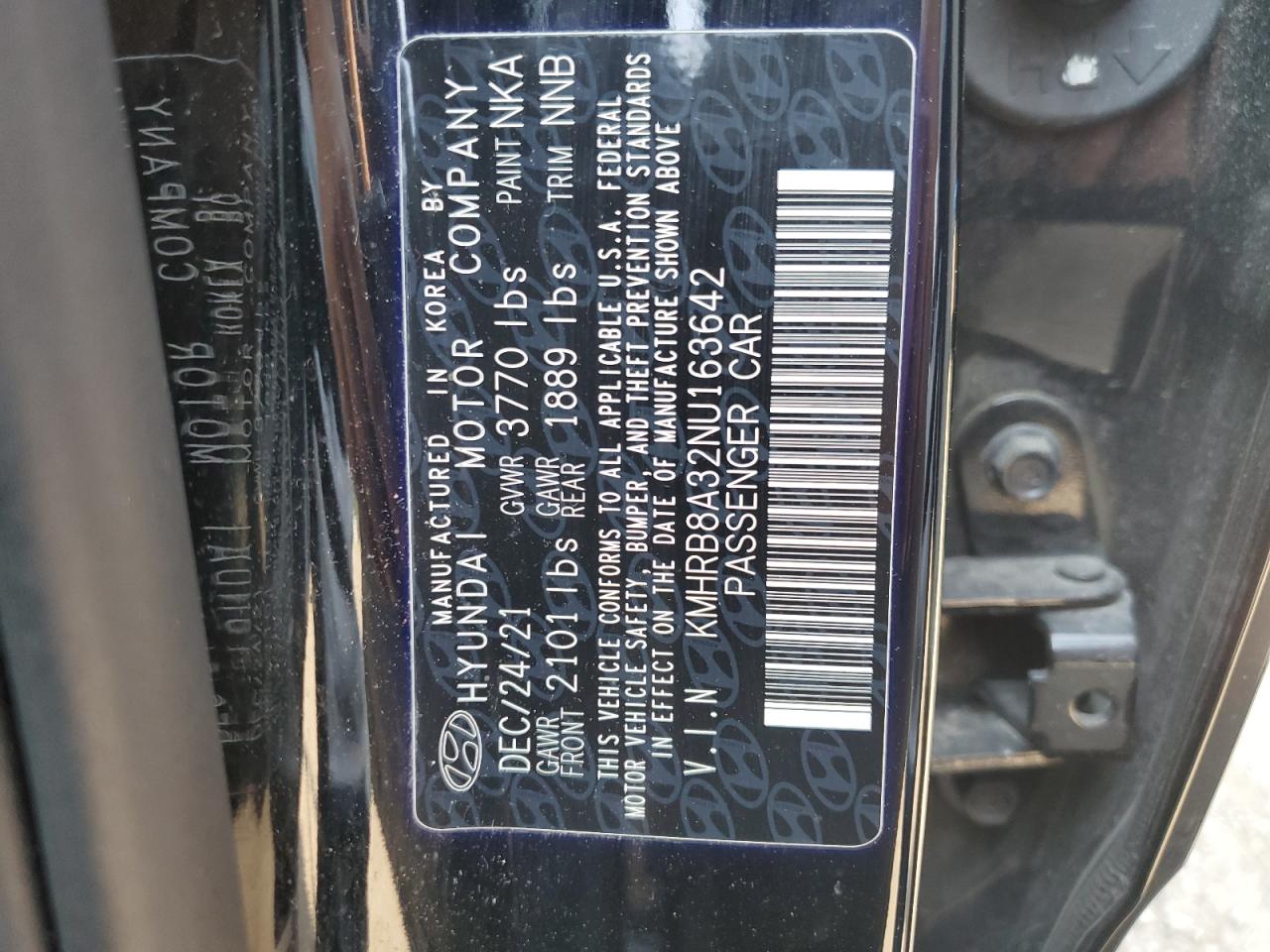 2022 Hyundai Venue Se VIN: KMHRB8A32NU163642 Lot: 65085685