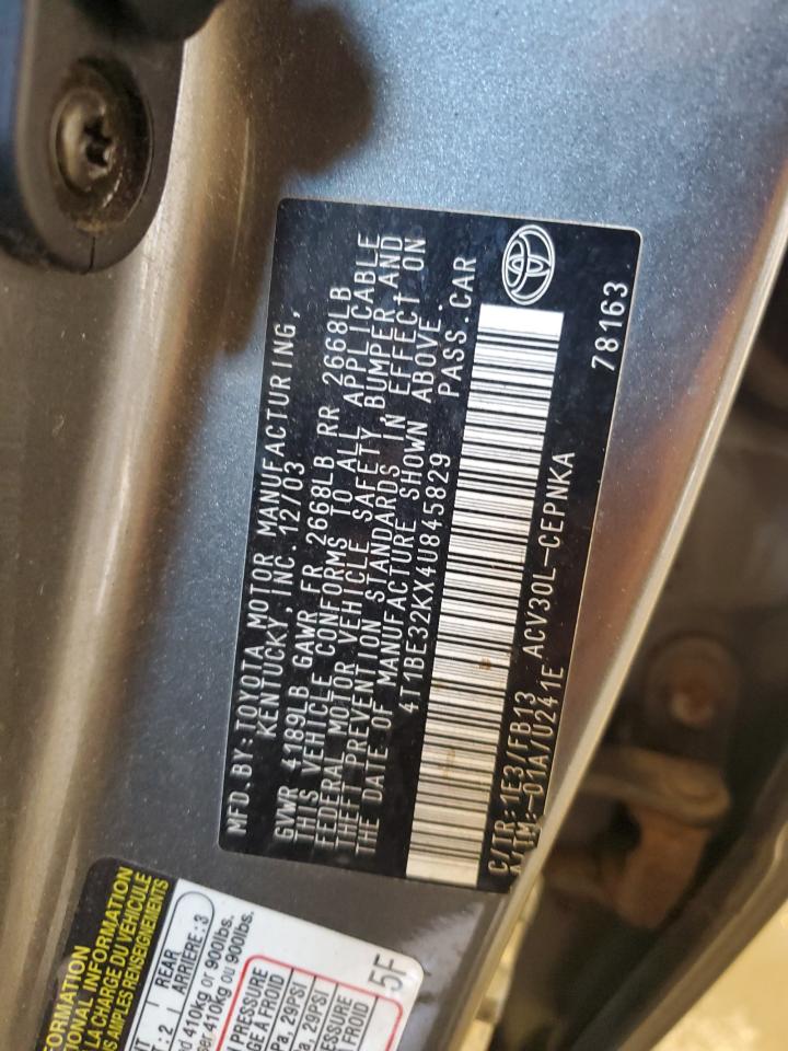 2004 Toyota Camry Le VIN: 4T1BE32KX4U845829 Lot: 65590075