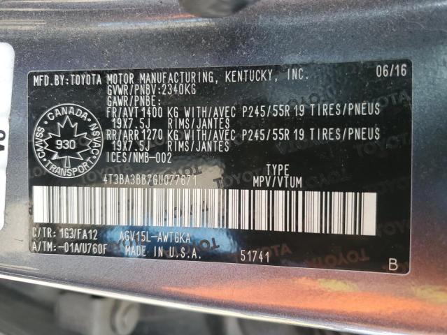 2016 TOYOTA VENZA XLE  