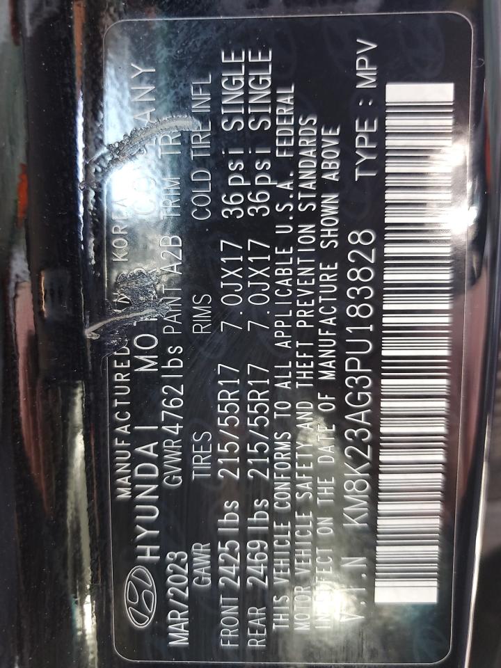 2023 Hyundai Kona Se VIN: KM8K23AG3PU183828 Lot: 64652705