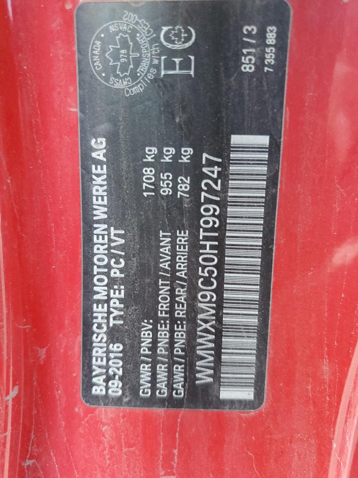 2017 Mini Cooper John Cooper Works VIN: WMWXM9C50HT997247 Lot: 63992255