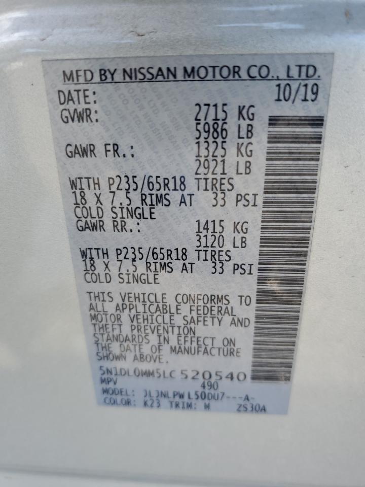 2020 Infiniti Qx60 Luxe VIN: 5N1DL0MM5LC520540 Lot: 62694235