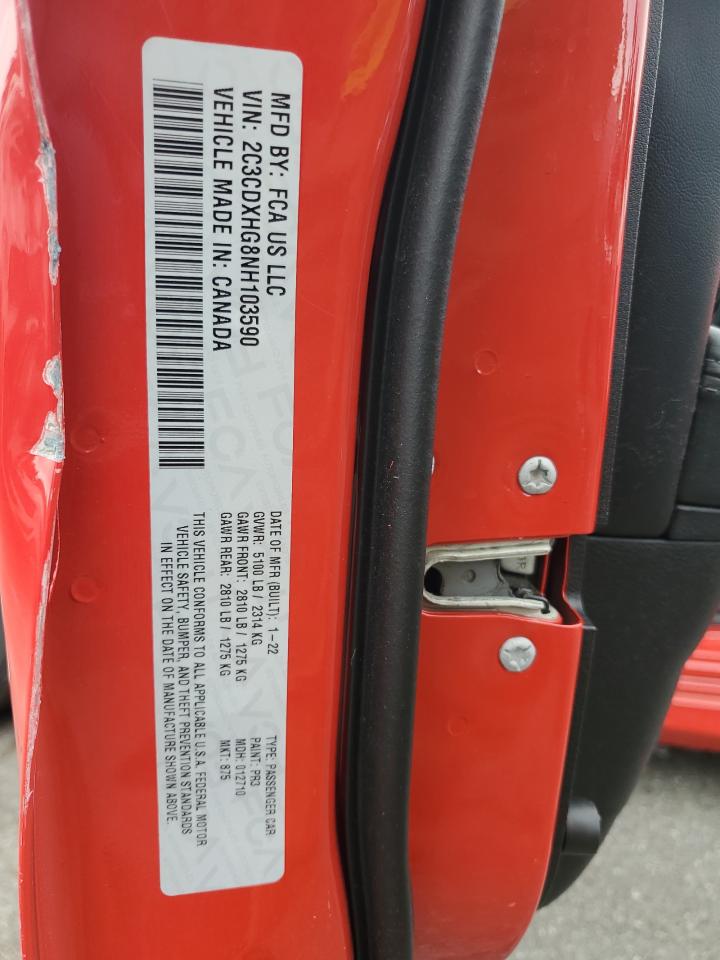 2022 Dodge Charger Gt VIN: 2C3CDXHG8NH103590 Lot: 64370135