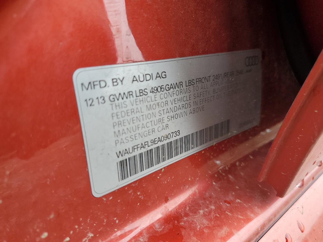 2014 Audi A4 Premium Plus VIN: WAUFFAFL9EA090733 Lot: 63771435
