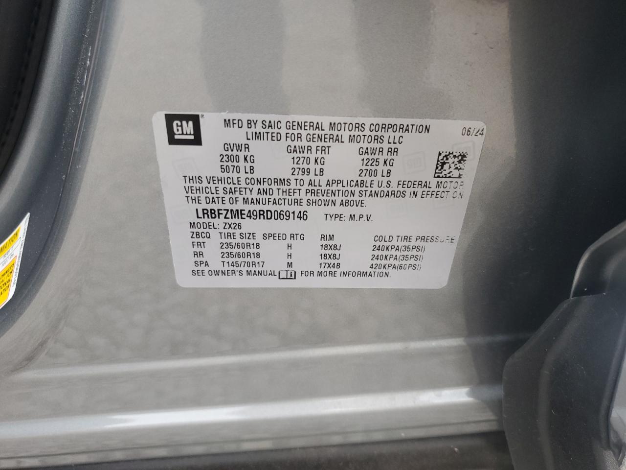 2024 Buick Envision Preferred VIN: LRBFZME49RD069146 Lot: 65524215