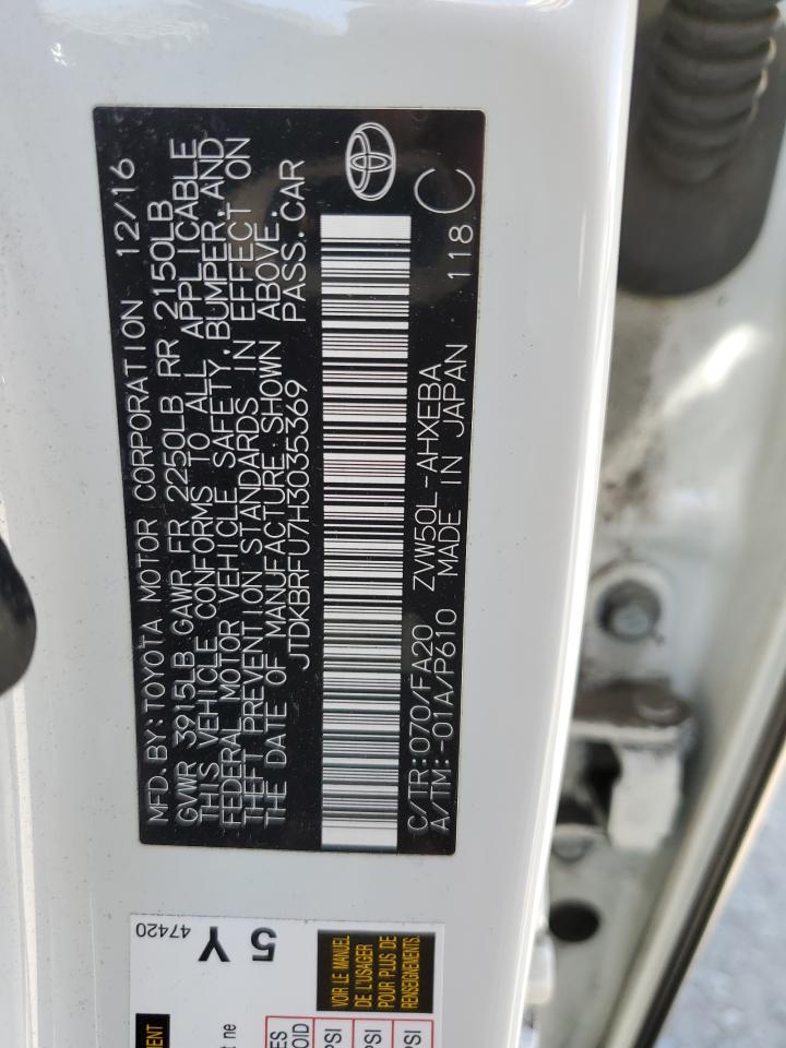 2017 Toyota Prius VIN: JTDKBRFU7H3035369 Lot: 64307425