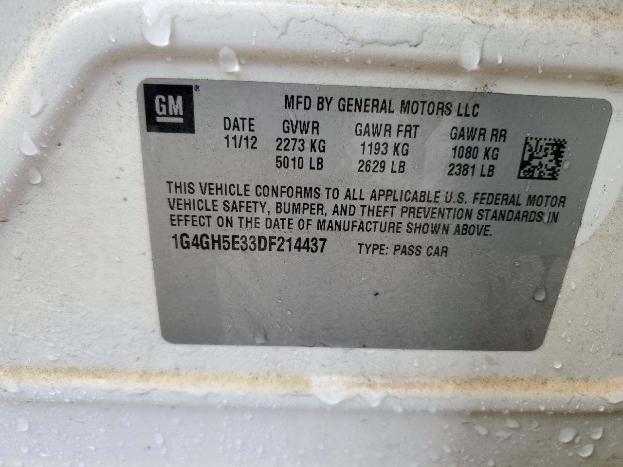 2013 Buick Lacrosse Premium VIN: 1G4GH5E33DF214437 Lot: 62875895