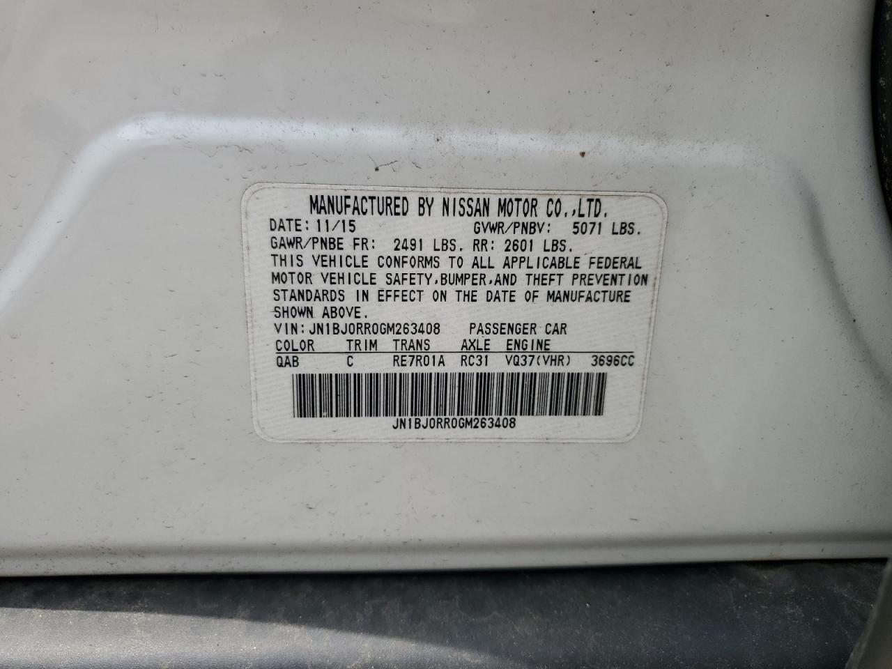 2016 Infiniti Qx50 VIN: JN1BJ0RR0GM263408 Lot: 62835135