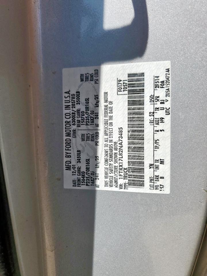 2002 Ford F150 VIN: 1FTRX17L82NA73485 Lot: 65565265