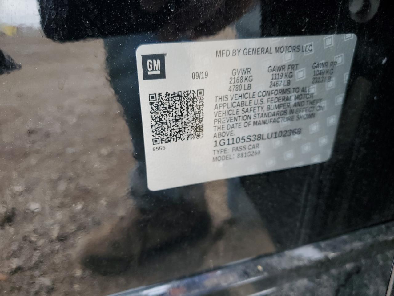 2020 Chevrolet Impala Premier VIN: 1G1105S38LU102368 Lot: 65188035