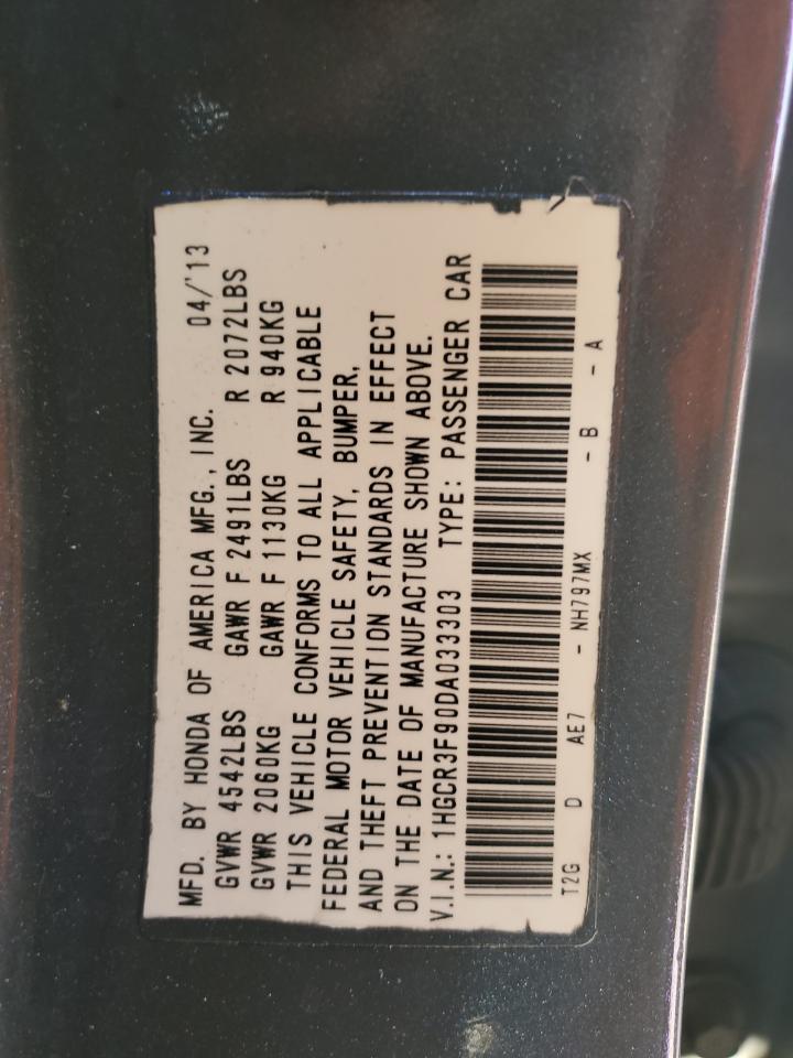 2013 Honda Accord Touring VIN: 1HGCR3F90DA033303 Lot: 65367455