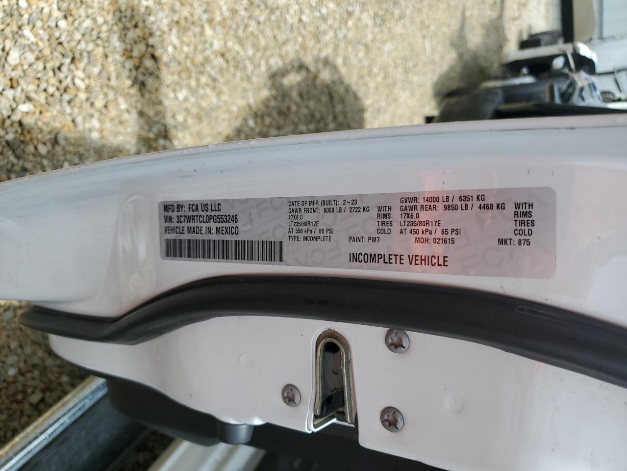 2023 Ram 3500 VIN: 3C7WRTCL0PG553246 Lot: 63287235