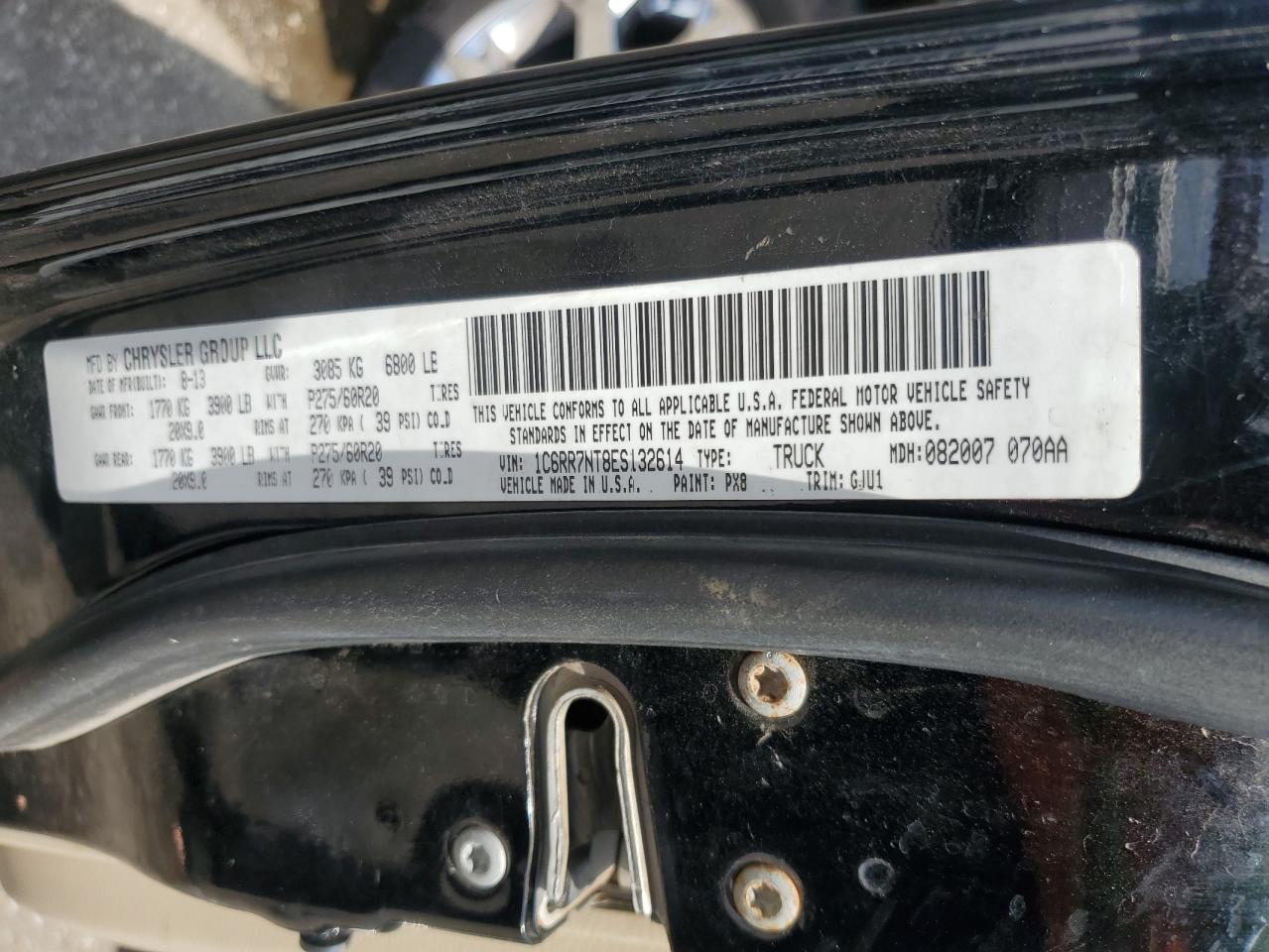 2014 Ram 1500 Laramie VIN: 1C6RR7NT8ES132614 Lot: 64984405