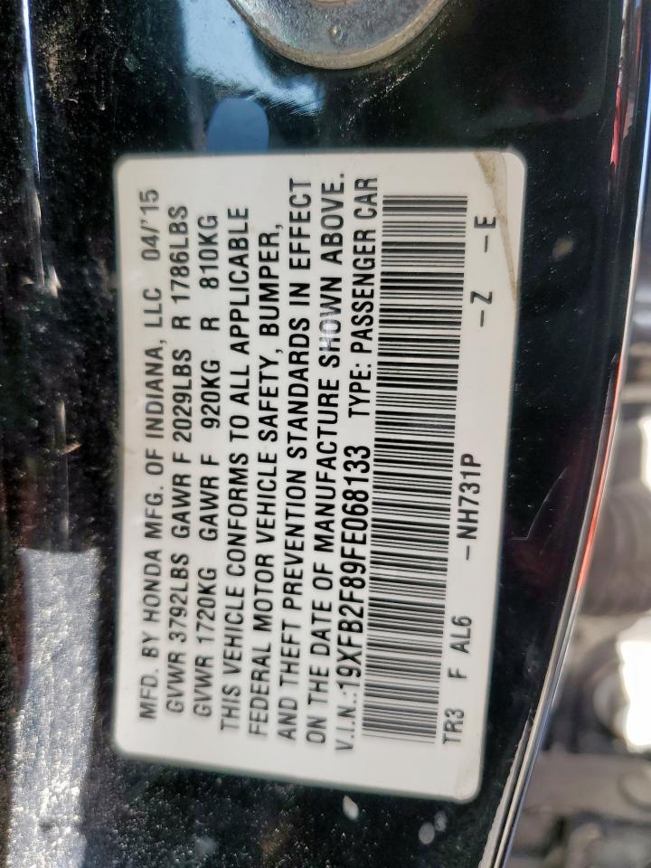 2015 Honda Civic Ex VIN: 19XFB2F89FE068133 Lot: 66845395