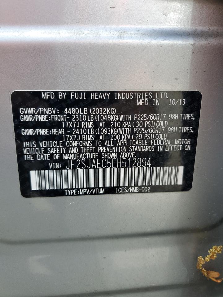 2014 Subaru Forester 2.5I Premium VIN: JF2SJAEC5EH512894 Lot: 63327015