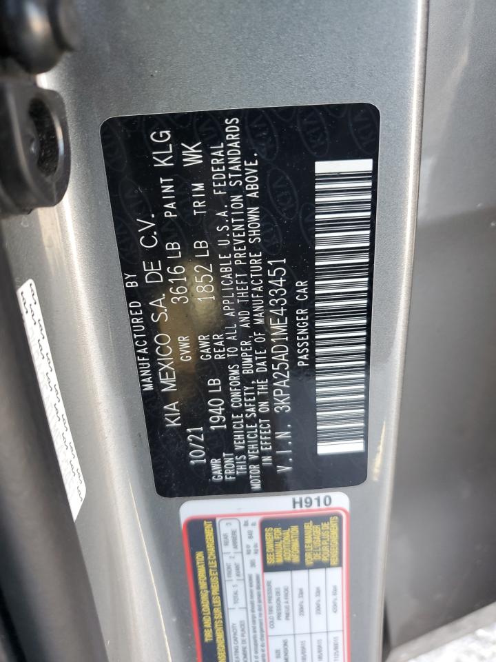 2021 Kia Rio S VIN: 3KPA25AD1ME433451 Lot: 64046325